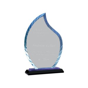 9 1/2″ Flame Accent Glass on Blue & Black Base