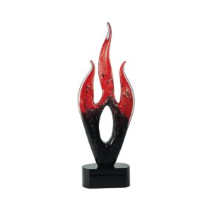 16″ Red & Black Flame Art Glass