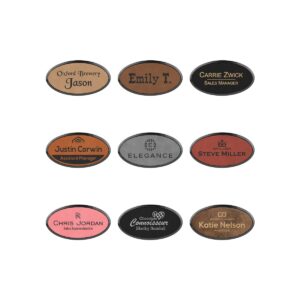 3″ x 1 1/2″ Laserable Leatherette Oval Nametag & Frame