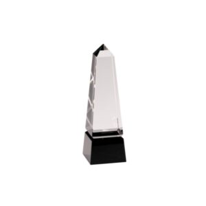 8″ Obelisk Crystal on Black Pedestal Base