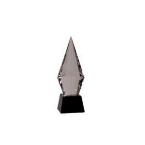 11″ Obelisk Facet Crystal on Black Pedestal Base