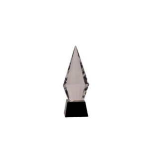 9 1/2″ Obelisk Facet Crystal on Black Pedestal Base