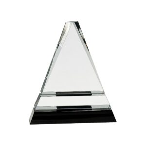 7 3/4″ Clear Crystal Triangle on Black Crystal Pedestal Base