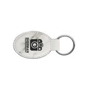 3″ x 1 3/4″ Laserable Leatherette Oval Keychain