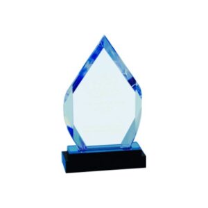 8″ Blue Fusion Diamond Impress Acrylic with Black Glass Base
