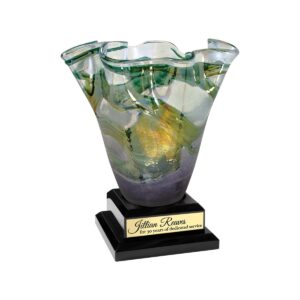 11 1/4″ Art Glass Vase with Base