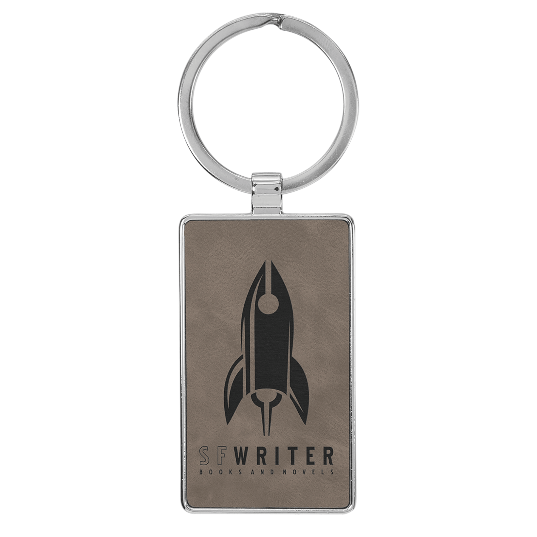 GFT2174--2c24b1de 2 3/4" x 1 1/4" Laserable Leatherette/Metal Gray Rectangle Keychain