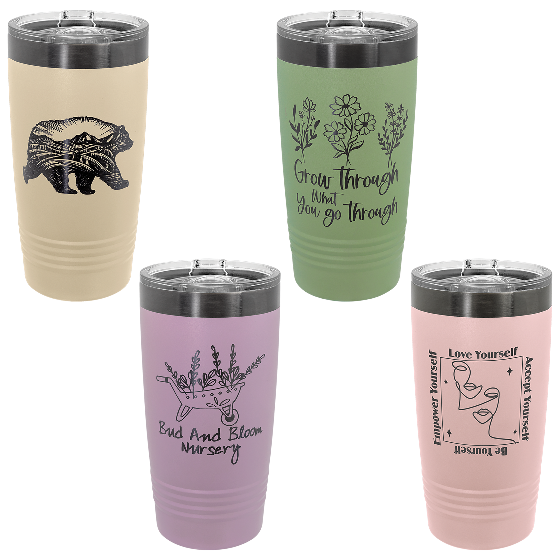 Polar Camel 20 oz. Pastel/Ghost Black Ringneck Tumbler with Slider Lid Sample Set